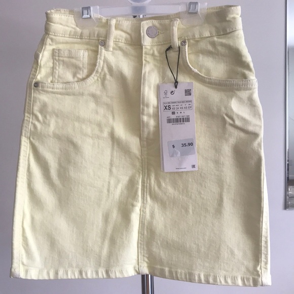 Zara Skirts Zara Yellow Denim Mini Skirt Poshmark
